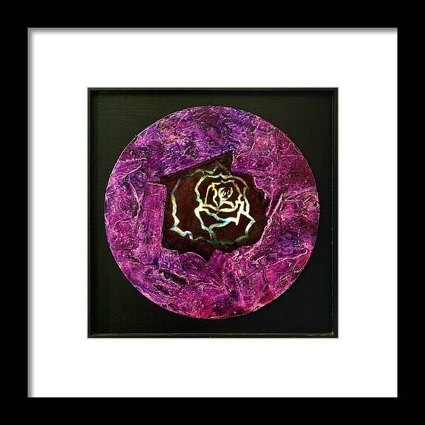 Blue Flower Framed Print featuring the relief Blue Flower by Christopher Schranck