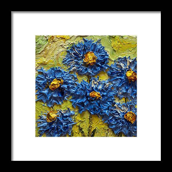 Blue Framed Print featuring the painting Paris' Blue Asters by Paris Wyatt Llanso