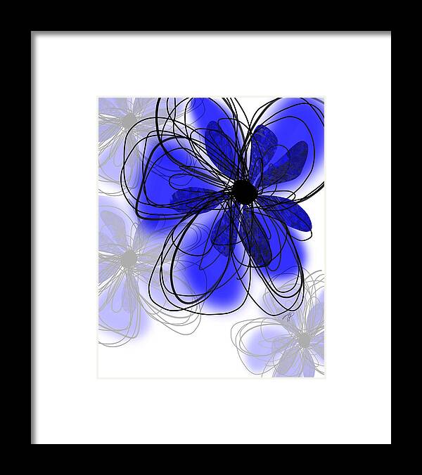 Flower Framed Print featuring the digital art Blue Flower Collage -abstract - art by Ann Powell