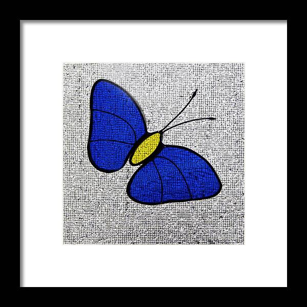 Glass Framed Print featuring the photograph Blue Glass Butterfly Square by Karen Adams