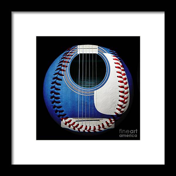 Baseball Framed Print featuring the photograph Blue Guitar Baseball Square by Andee Design