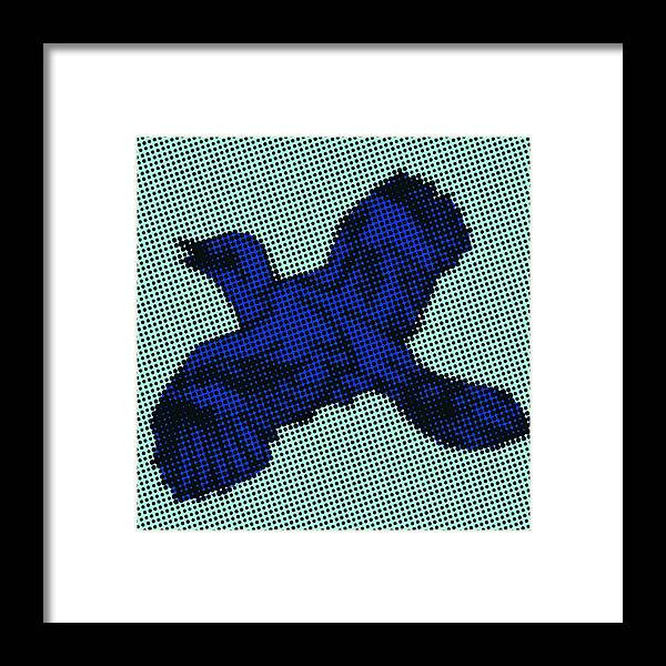  Framed Print featuring the painting Blue Halftone Bird by Steve Fields