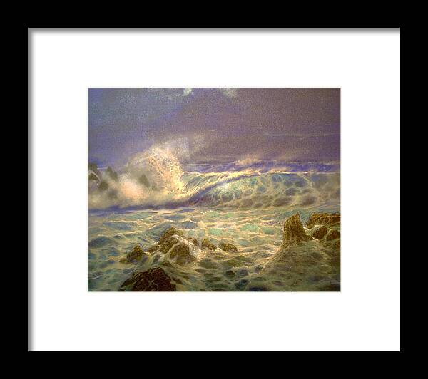 Hawaii Seascape Blue Oil Painting Framed Print featuring the painting Blue Hawaii Waimea by Leland Castro
