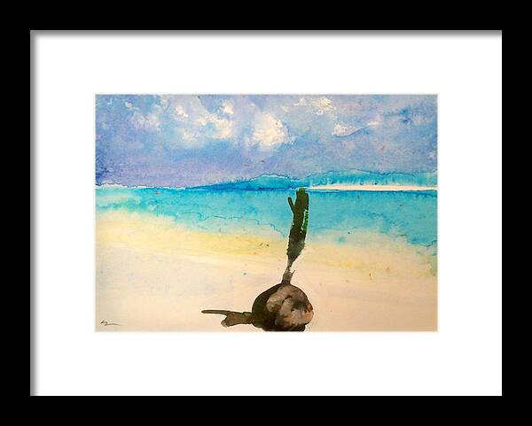 Ocean Travel Water Outdoors Nature Seascape Framed Print featuring the painting Blue Heaven by Ed Heaton