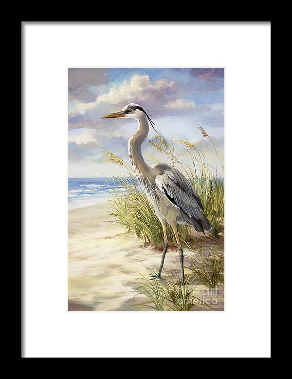 Blue Heron Framed Print featuring the painting Blue Heron by Laurie Snow Hein