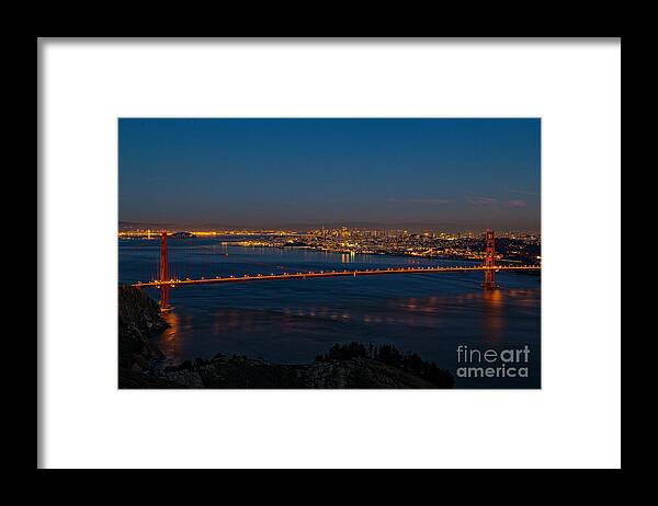 Golden Gate Bridge Framed Print featuring the photograph Blue Hour by Paul Gillham