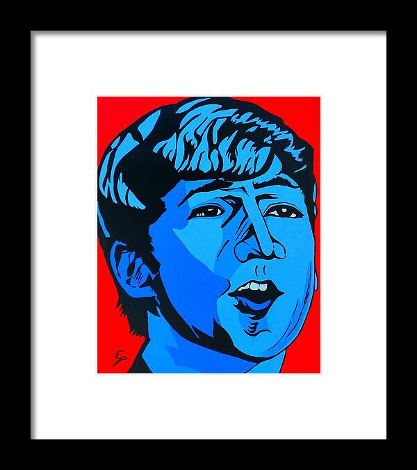The Beatles Paintings Framed Print featuring the painting Blue John Lennon by Edward Pebworth