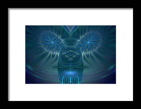 Fractal Framed Print featuring the digital art Blue Julian Vase by Phil Clark