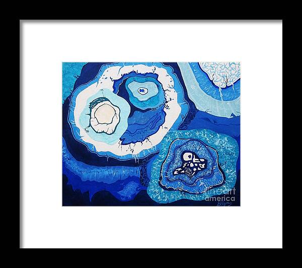 Blue Framed Print featuring the painting Blue Lace Agate II by Ellen Levinson