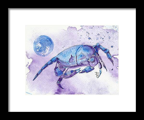 Crab Framed Print featuring the mixed media Blue Moon Cancer by Bernadette Crotty