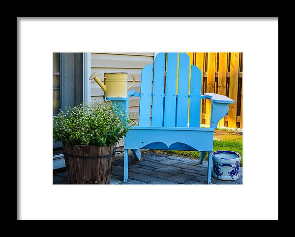 Adirondack Chair Framed Print featuring the photograph Blue Repose by Mary Hahn Ward