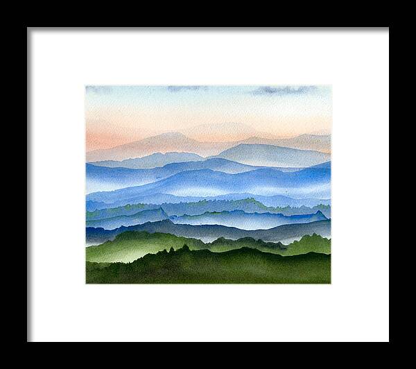 Blue Ridge Mountains Framed Print featuring the painting Blue Ridge Mist 1 by Teresa Tilley