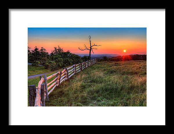 North Carolina Framed Print featuring the photograph Blue Ridge Sunrise at Doughton I by Dan Carmichael