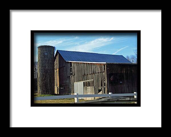 Barns Framed Print featuring the photograph Blue Roof Barn and Silo by PJQandFriends Photography