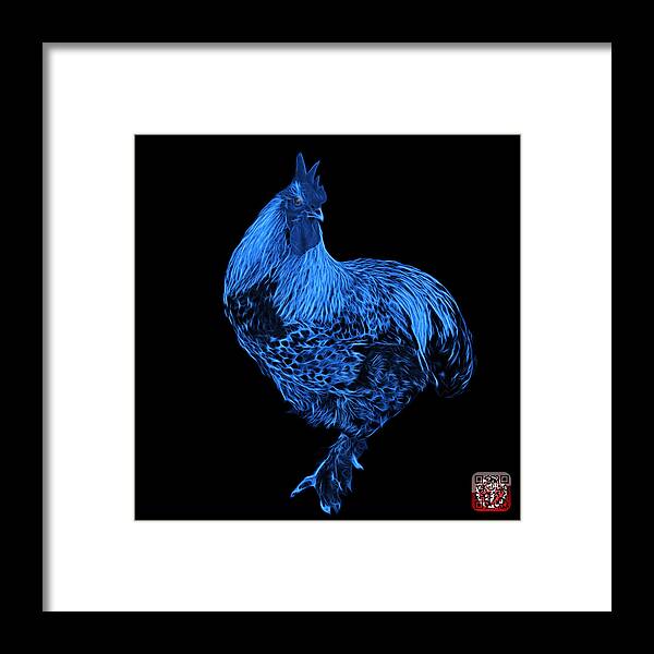 Rooster Framed Print featuring the painting Blue Rooster 3166 F by James Ahn