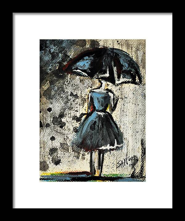 Umbrella Framed Print featuring the painting Blue Skies by Amanda Sanford