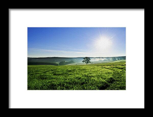 Weather Framed Print featuring the photograph Blue Sky and Fields by Aged Pixel