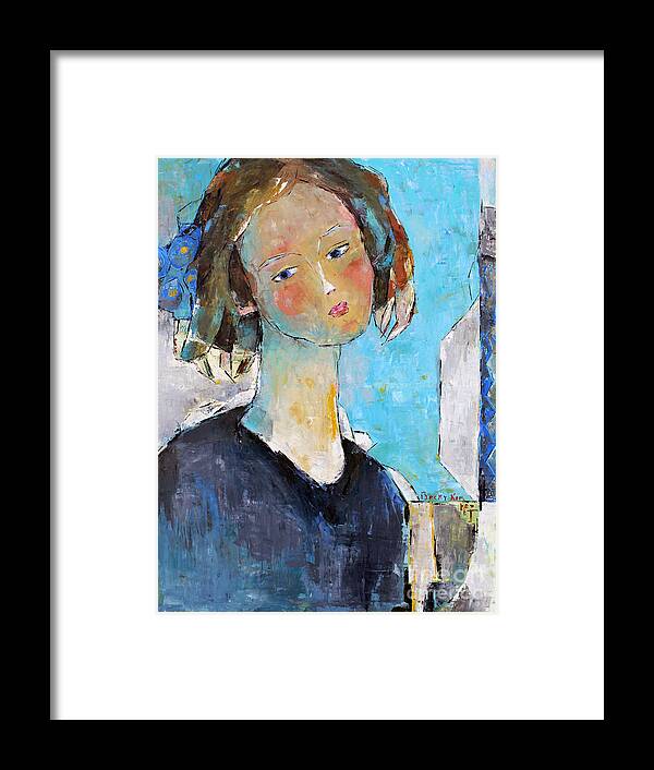 Portrait Framed Print featuring the painting Blue Sonata by Becky Kim