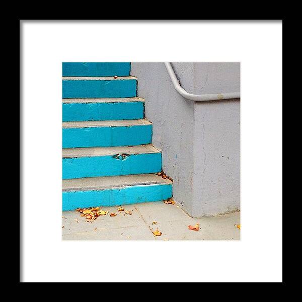 Mla_mnml Framed Print featuring the photograph Blue Stairs by Julie Gebhardt