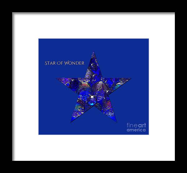 Greeting Card Framed Print featuring the mixed media Blue Star Of Wonder by Joan-Violet Stretch