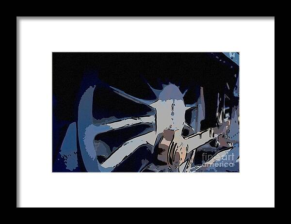 Loco Framed Print featuring the digital art Blue train wheel by Paul Stevens