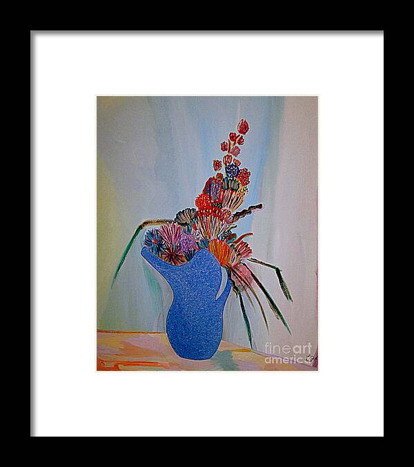 Flowers Framed Print featuring the painting Blue Vase 22 by Bill OConnor