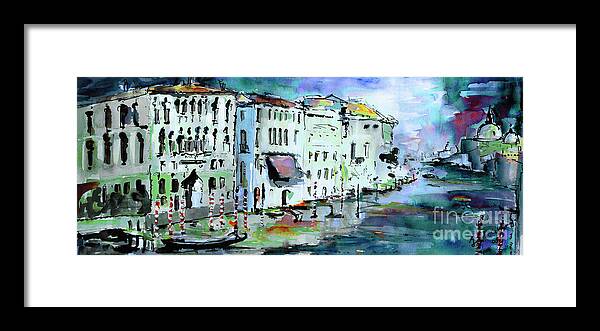 Blue Framed Print featuring the painting Blue Venice Grand Canal Italy Painting by Ginette Callaway