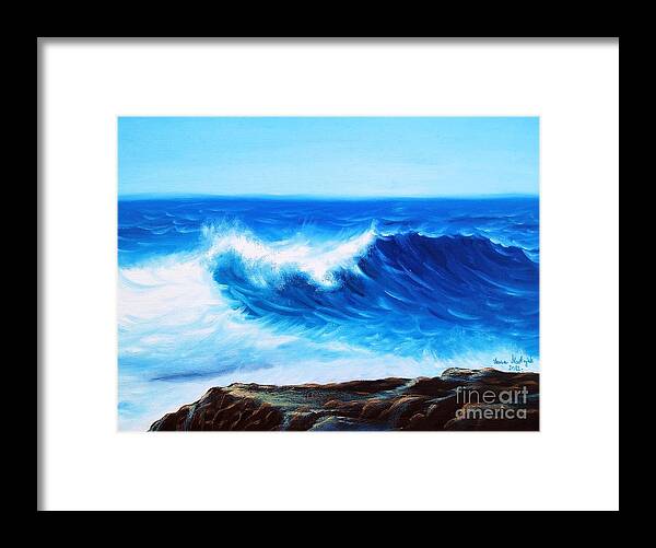 Seascape Framed Print featuring the painting Blue by Vesna Martinjak