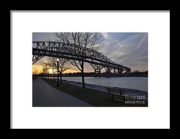 Bridges Framed Print featuring the photograph Blue Water Bridges from Canada by Ronald Grogan