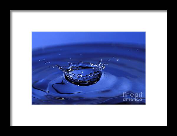 Water Drop Framed Print featuring the photograph Blue Water Splash by Anthony Sacco