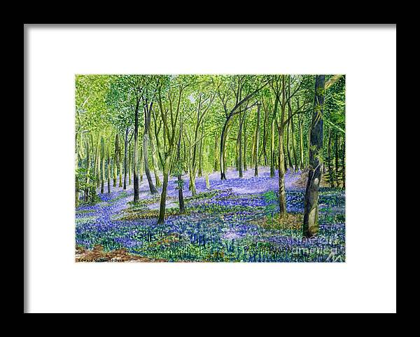 English Bluebell Flower Fairy Picture Painting Framed Print featuring the painting English Bluebell Flower Fairy Picture by Edward McNaught-Davis