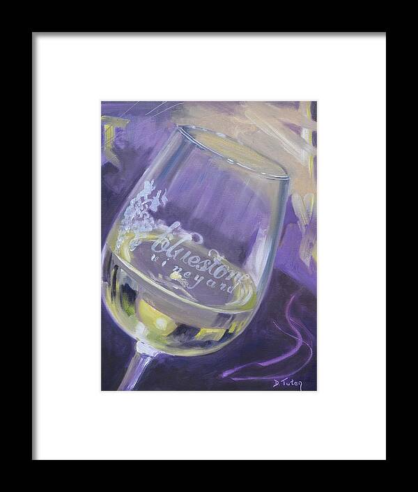 Wine Framed Print featuring the painting Bluestone Vineyard Wineglass by Donna Tuten