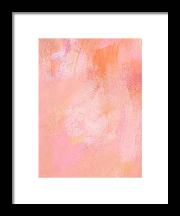 Pink Abstract Rose Abstract Orange Abstract Pink And White Texture Contemporary Love Feminine Romance Shabby Chic Abstract Blush Brush Strokes Painting Bedroom Art Kitchen Art Living Room Art Gallery Wall Art Art For Interior Designers Hospitality Art Set Design Wedding Gift Art By Linda Woods Iphone 6 Corporate Art Framed Print featuring the painting Blush- abstract painting in pinks by Linda Woods