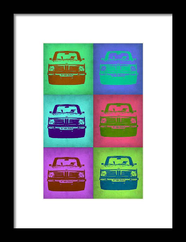 Bmw 2002 Framed Print featuring the painting BMW 2002 Pop Art 2 by Naxart Studio