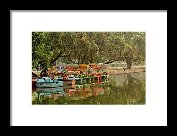 Adam Jones Framed Print featuring the photograph Boat Reflection, Delhi, India by Adam Jones