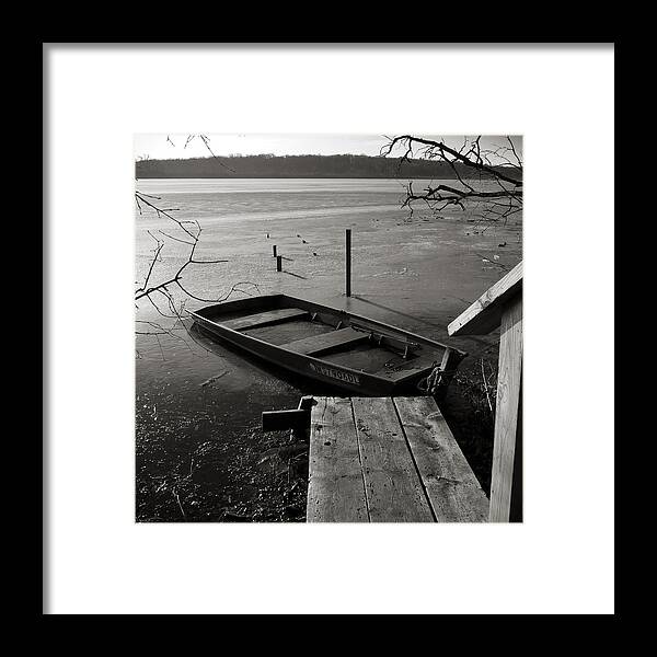Wingra Framed Print featuring the photograph Boat in Ice - Lake Wingra - Madison - WI by Steven Ralser