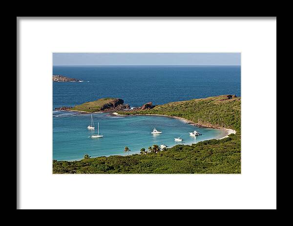 Photography Framed Print featuring the photograph Boats In Sea Seen From Lighthouse by Panoramic Images