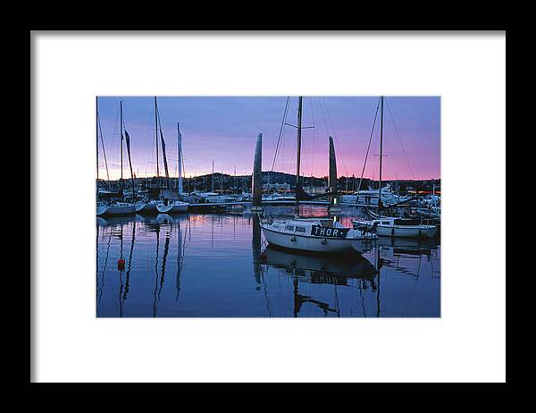 England Framed Print featuring the photograph Boats Moored In Harbour At Sunset by David C Tomlinson