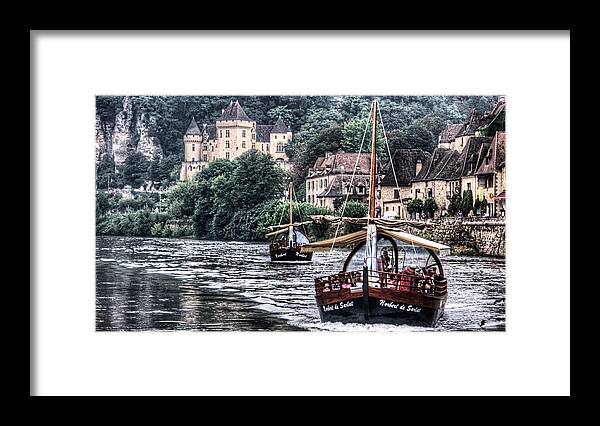 France Framed Print featuring the photograph Boats sailing the Dordogne river in La Roque Gageac by Weston Westmoreland