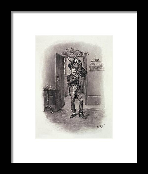 Dickens Framed Print featuring the drawing Bob Cratchit And Tiny Tim by Frederick Barnard