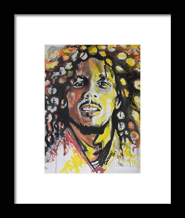Watercolor Painting Framed Print featuring the painting Bob Marley 01 by Chrisann Ellis