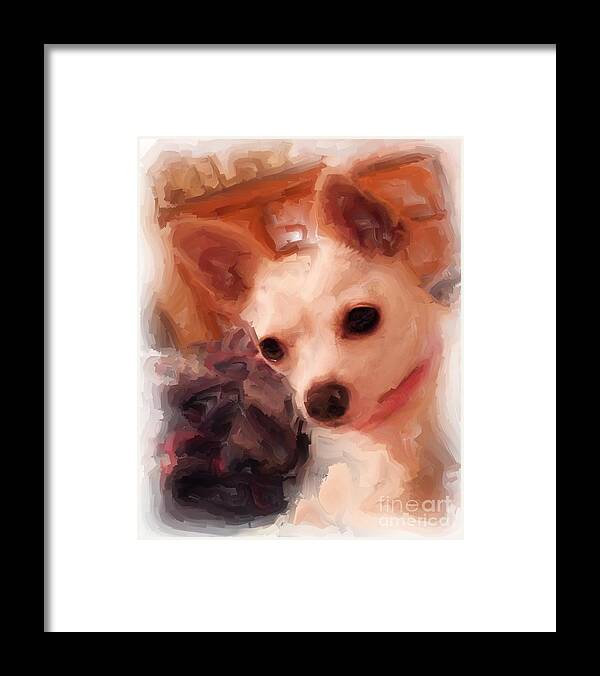 Art;dog;puppy;chihuahua;cute;digital Painting;digital Art;unique;one Of A Kind Framed Print featuring the digital art Bobby McGee 2 by Ruby Cross