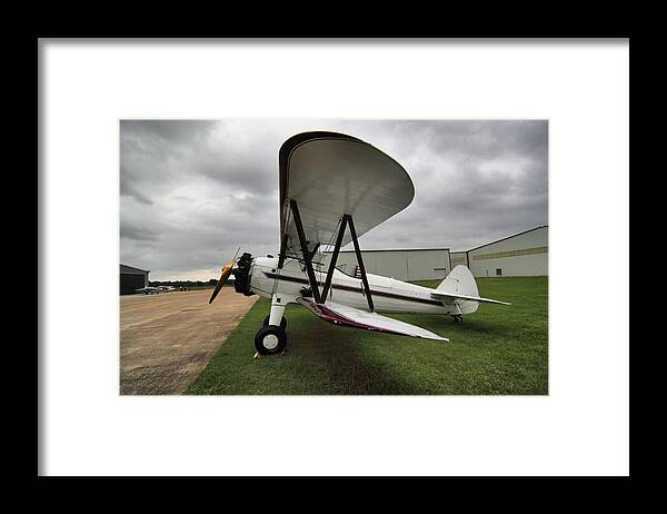 Airplane Framed Print featuring the digital art Boeing Stearman M7 by Linda Unger