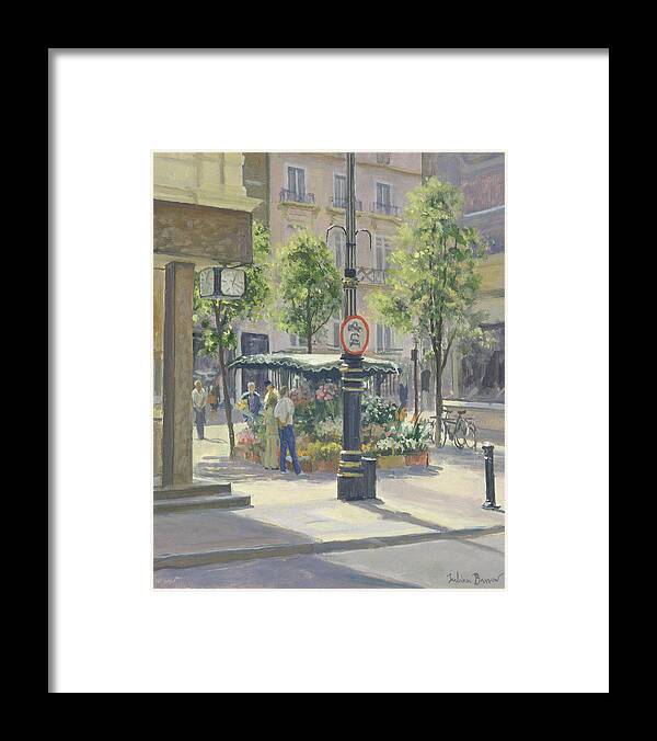 Urban Landscape Framed Print featuring the photograph Bond Street Flowerstall Oil On Canvas by Julian Barrow