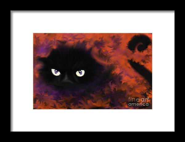 Black Cat Framed Print featuring the painting Boo by Roxy Riou