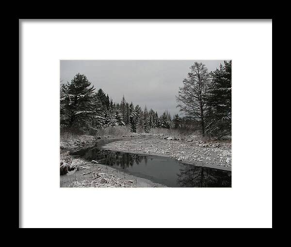 Black And White Framed Print featuring the photograph Boot Creek Ice Over by Dale Kauzlaric