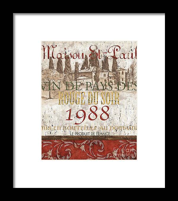 Wine Framed Print featuring the painting Bordeaux Blanc Label 1 by Debbie DeWitt