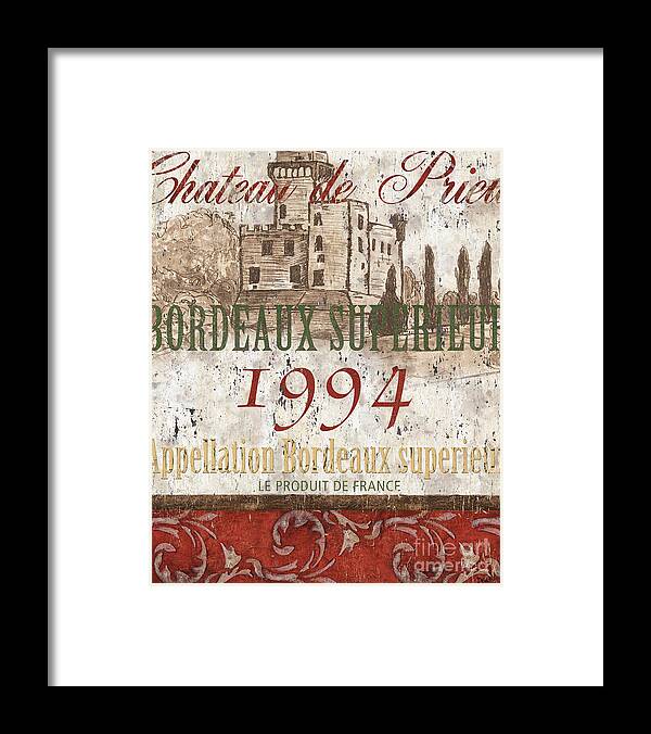 Wine Framed Print featuring the painting Bordeaux Blanc Label 2 by Debbie DeWitt