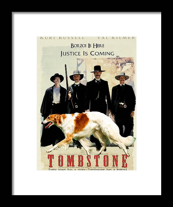 Borzoi Framed Print featuring the painting Borzoi Art - Tombstone Movie Poster by Sandra Sij