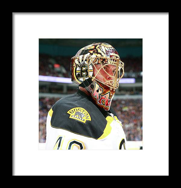 Sports Helmet Framed Print featuring the photograph Boston Bruins V Vancouver Canucks by Jeff Vinnick
